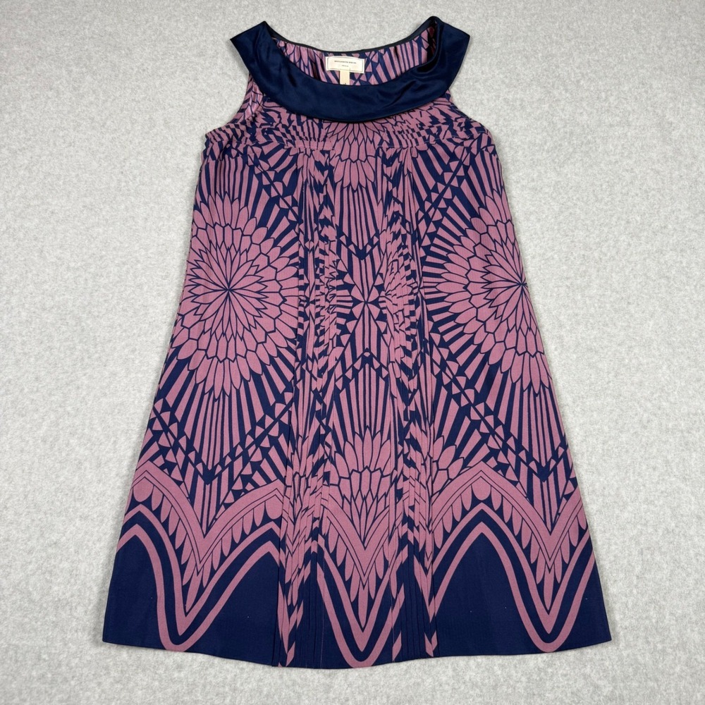 Moulinette Soeurs Anthropologie Purple Silk Geometric Shift Retro Mod Dress 2